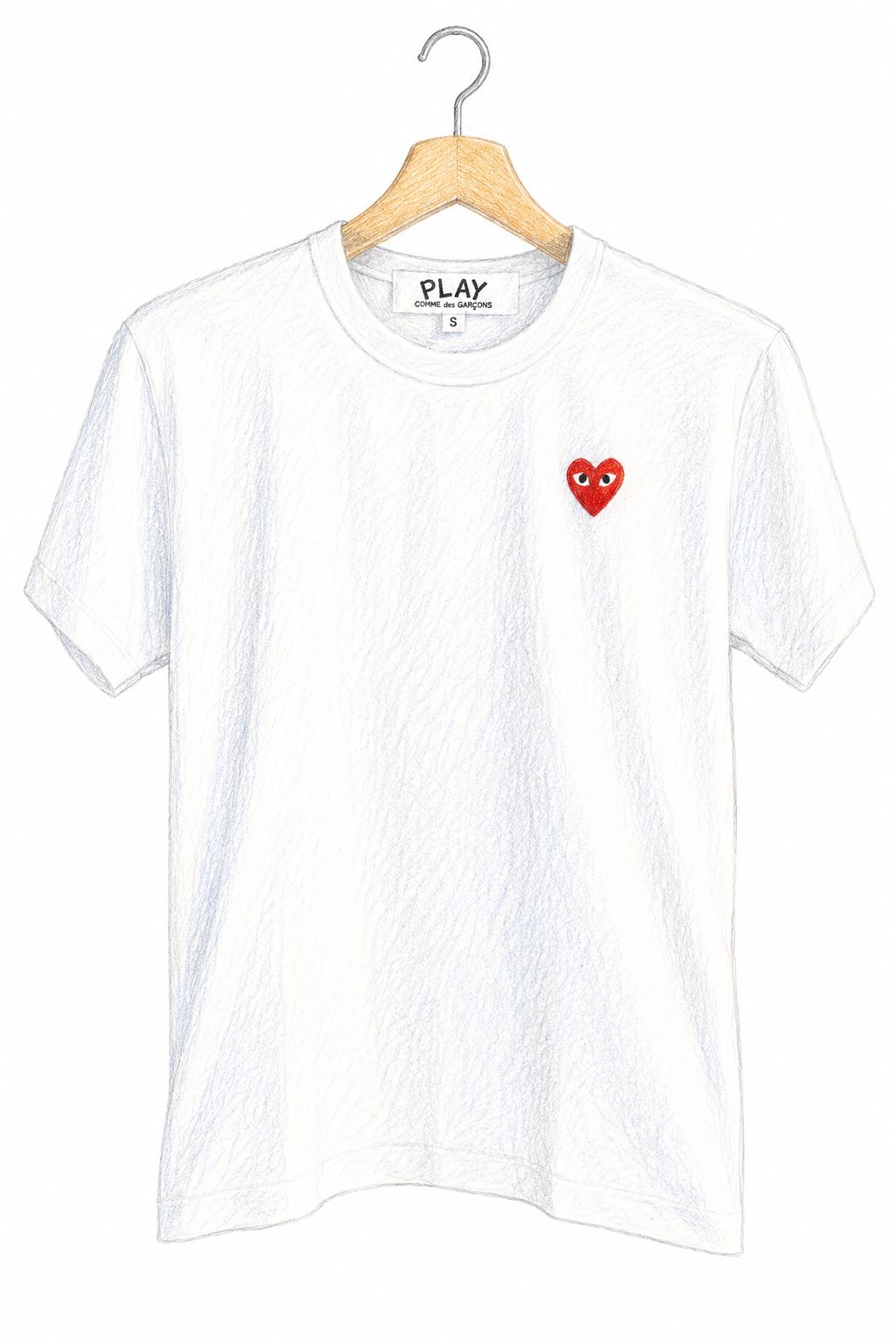 PLAYプレイコムデギャルソン ワンポイントTシャツ RED HEART (WHITE)7月2日(木)再入荷！