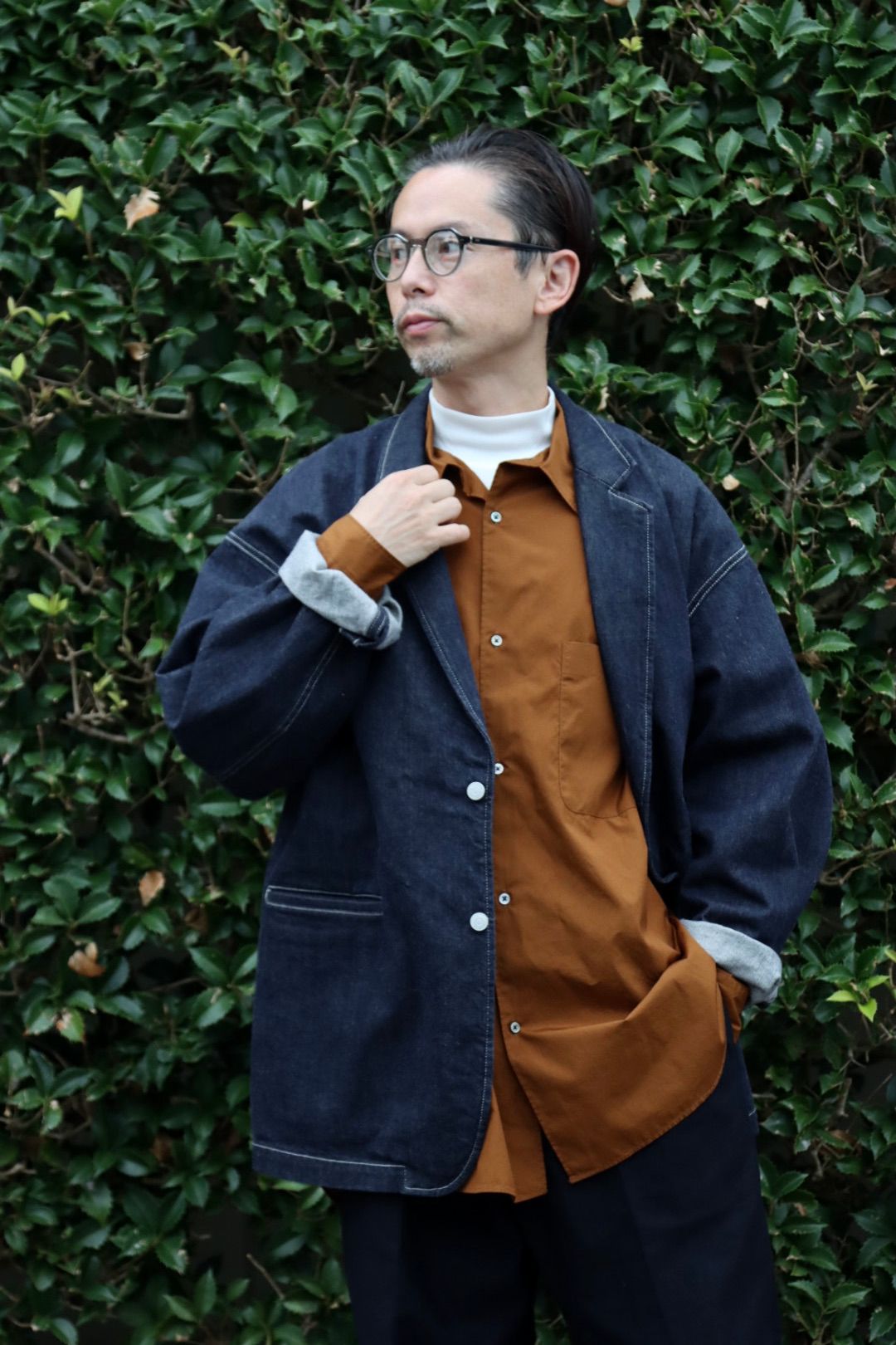 Graphpaper Broad Oversized L/S Regular Collar Shirt"BROWN"style