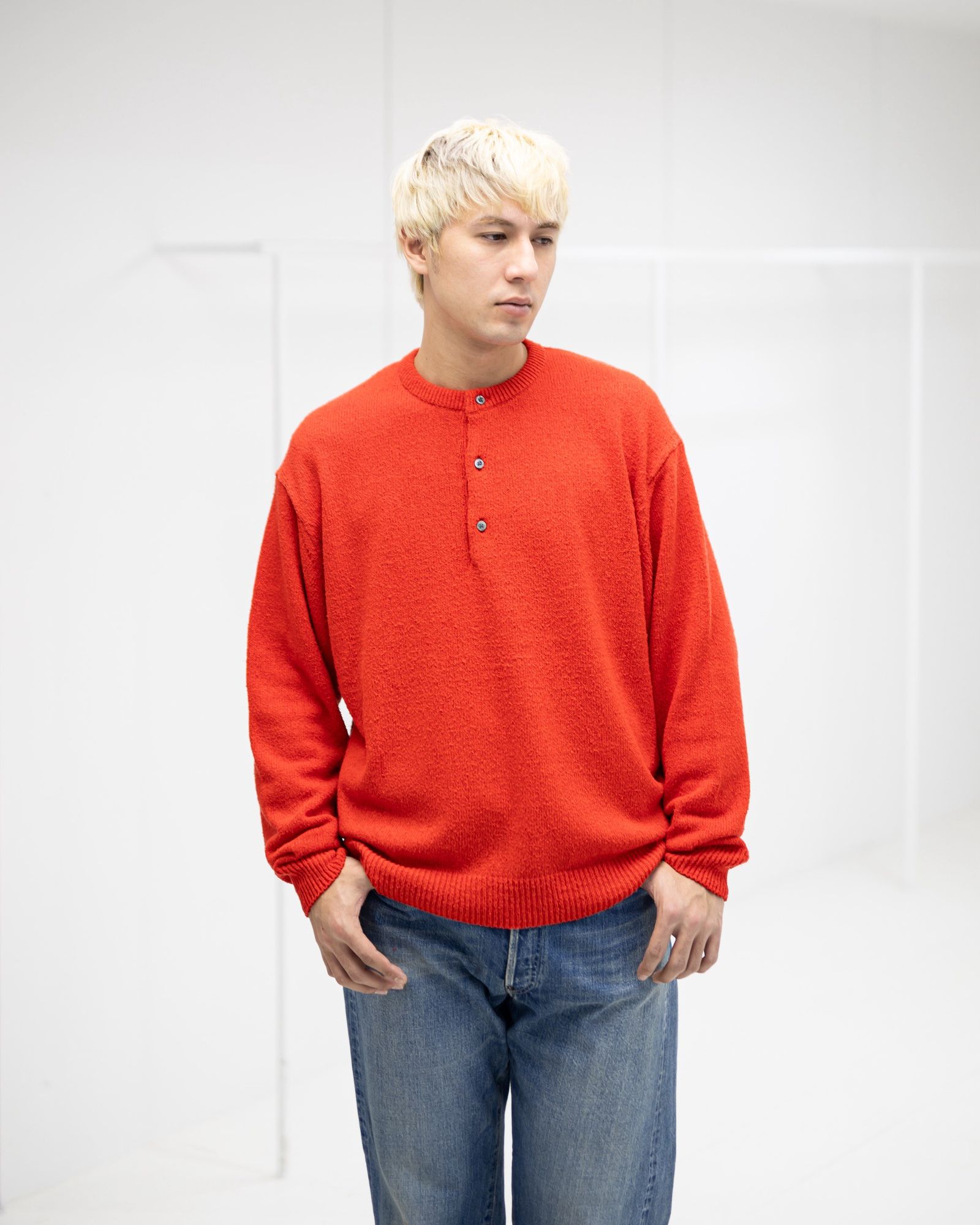 アプレッセ 2026 STYLE1 Washed Silk Nep Henry Neck Sweater(26SAP-03-08)RED☆1月10日(土)発売！