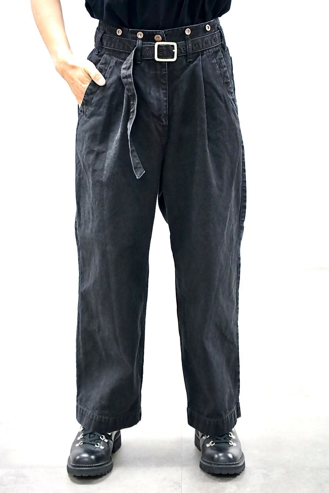 Gurank グランク 26SS ベルテッドワークパンツ CH belted work pants (2607HB) BLACK★新作発売！