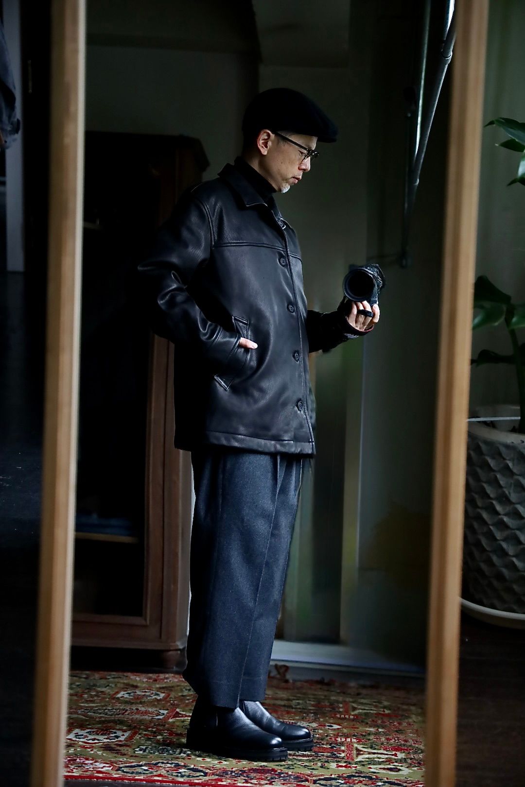 COMME des GARCONS HOMME 26FW ディアスキンレザーカーコートスタイル