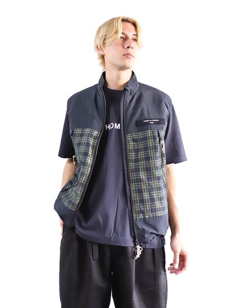 コムデギャルソンオム 24SS チェックジップアップベスト style 2024.4.5