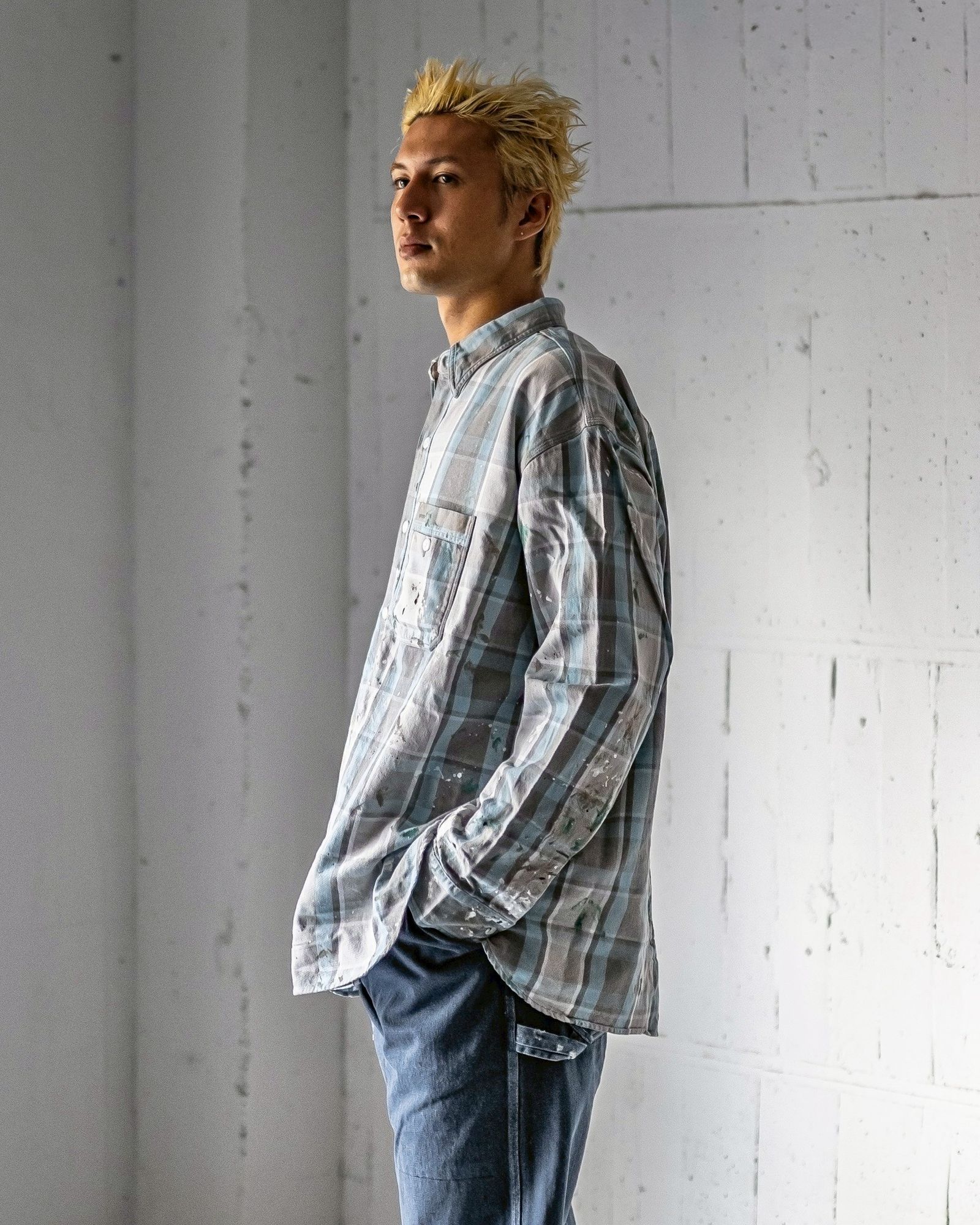 BOW WOW 25FWバウワウ PAINTER'S FLANNEL SHIRT(BW252-PPSFS)AGED L.BLUE X O.WHITE★9月13日(土)11:00発売！