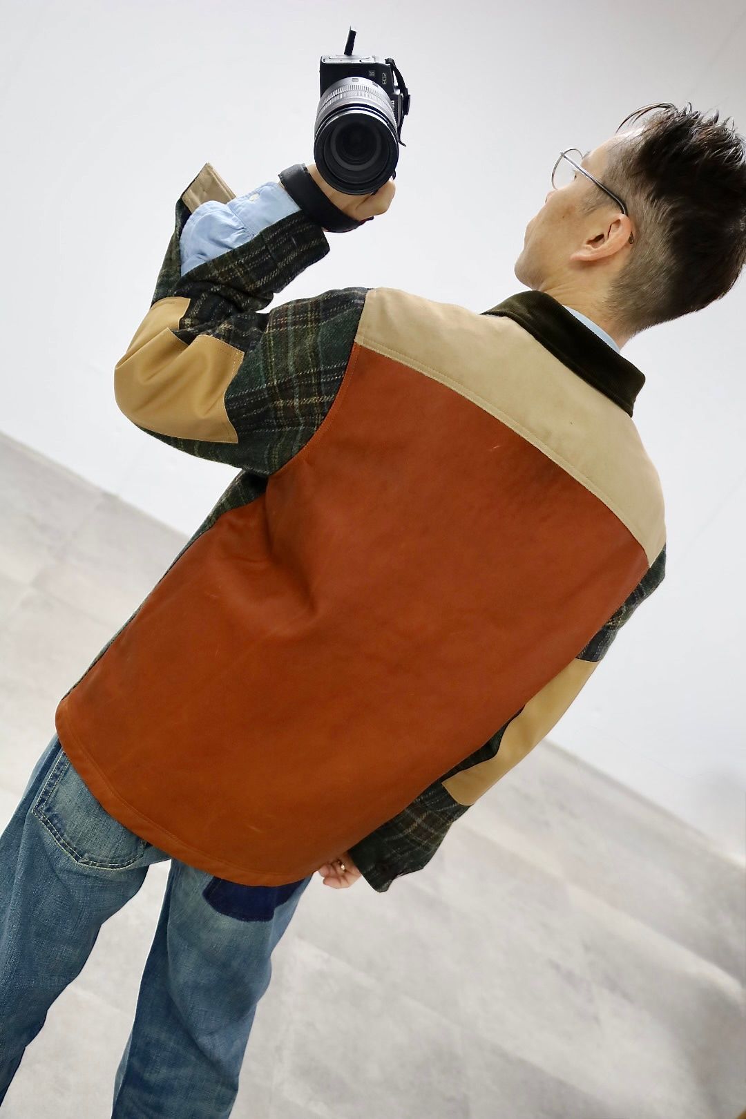 ジュンヤワタナベマン 25AW FILSON Wネーム ウールチェックツイードレザージャケット(WP-B002-051)