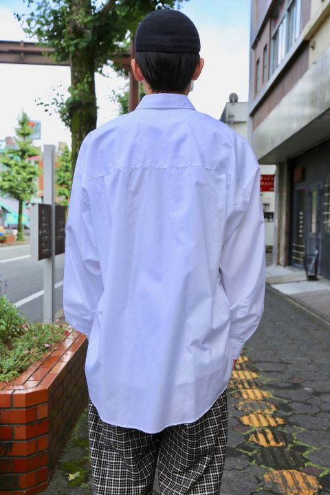 Graphpaper Broad L/S Oversized Regular Collar Shirt(GM203-50110B)"WHITE"Style.2020.7.14.