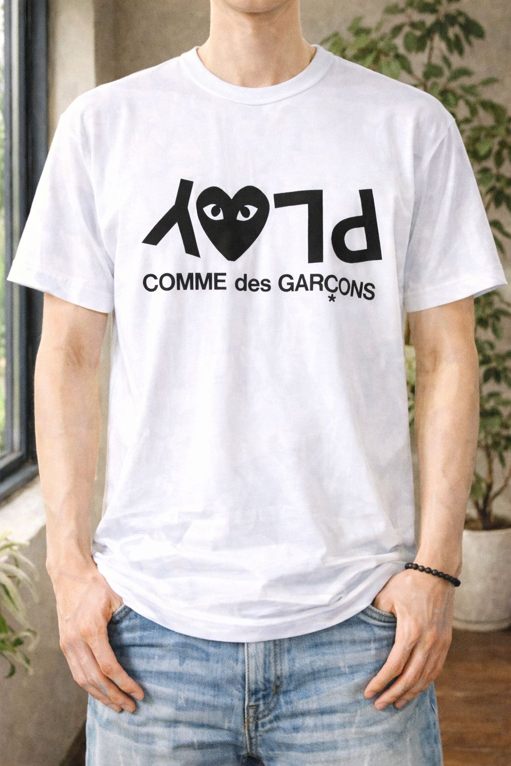 プレイコムデギャルソン PLAYロゴTシャツ (WHITE)