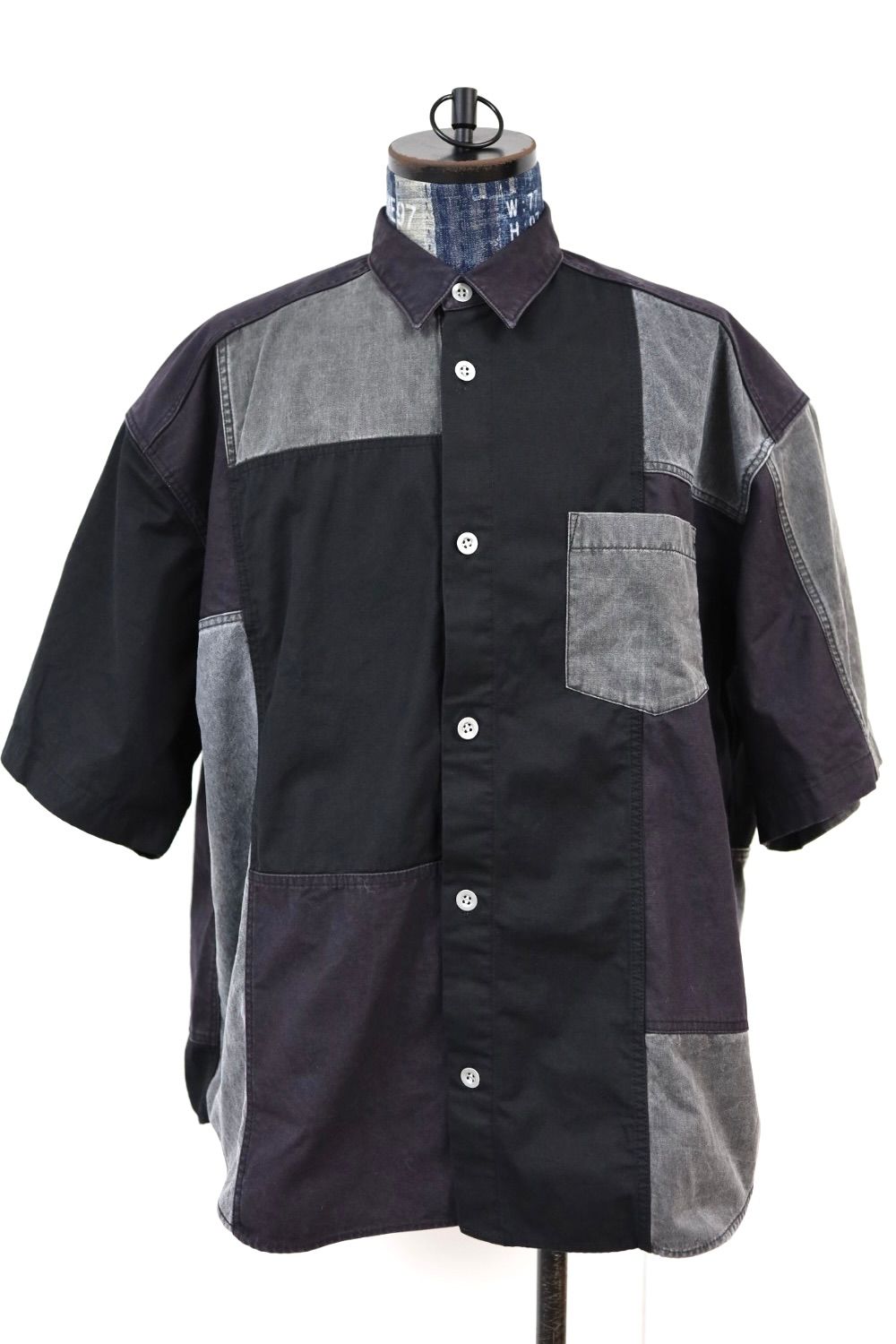 コムデギャルソンオム26SS 綿オックス×多素材MIXシャツ(HQ-B019-051)BLACK×GRAY☆4月3日(金)発売！