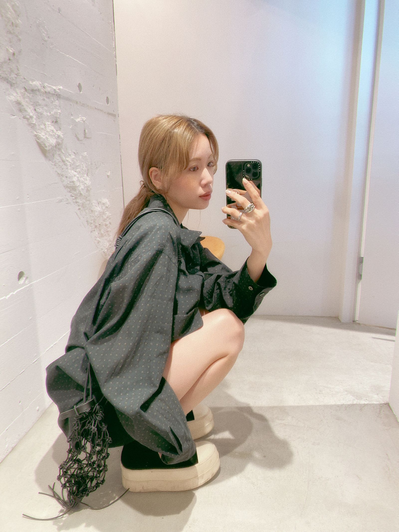YOKE 24SS PIXEL LOW PLAID OPEN COLLAR SHIRT style.2024.5.9