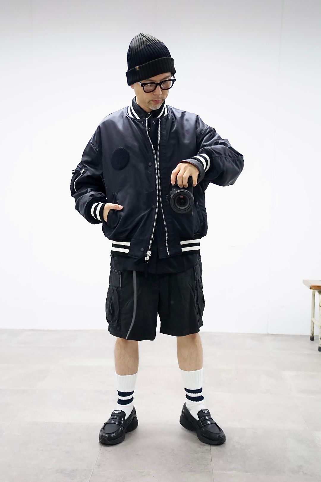 COMME des GARCONS HOMME 26FWリブライン入りナイロンツイルジャケット"BLACK"スタイル