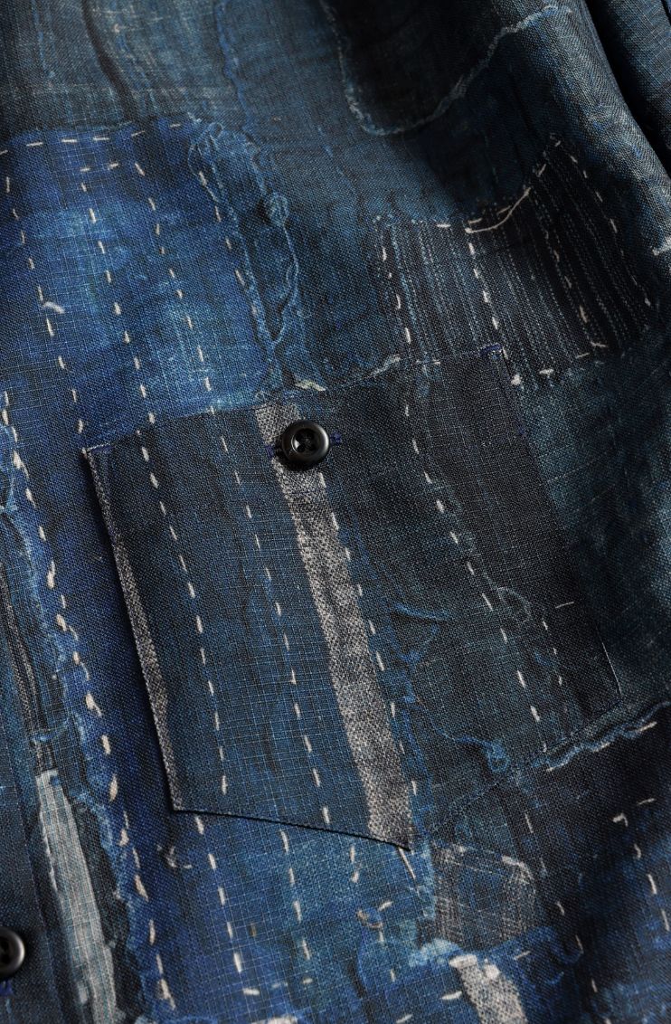 ファンダメンタル デニムシャツ PRINTED BORO SHIRT (FA25/SH15P)BORO