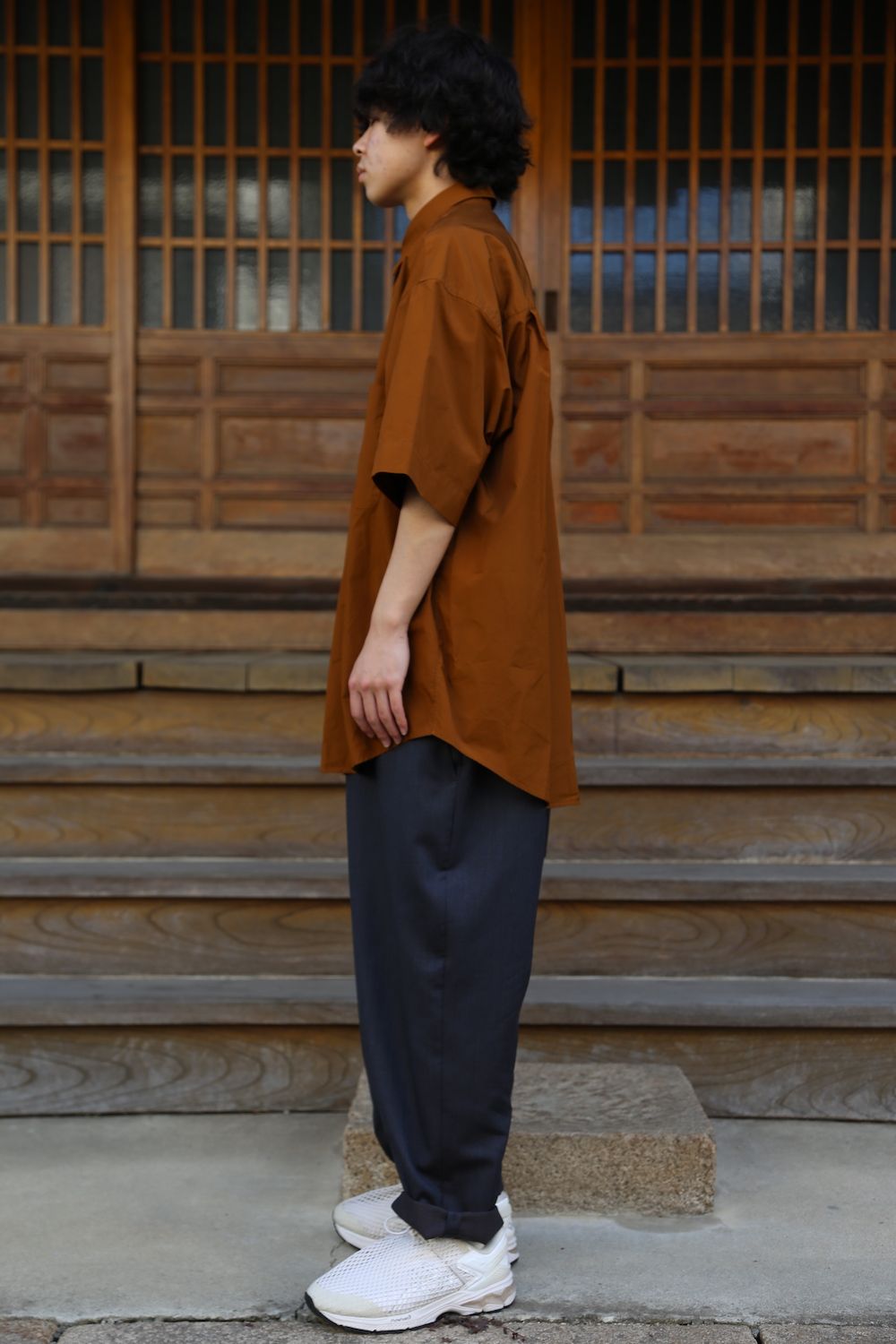 Graphpaper Broad Oversized S/S Regular Collar Shirt(GM212-50625B) style. 2021.05.23.