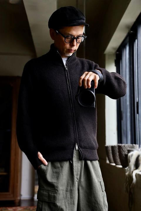 MARKAWARE 26AW DRIVERS KNIT"NATURAL BLACK"スタイル