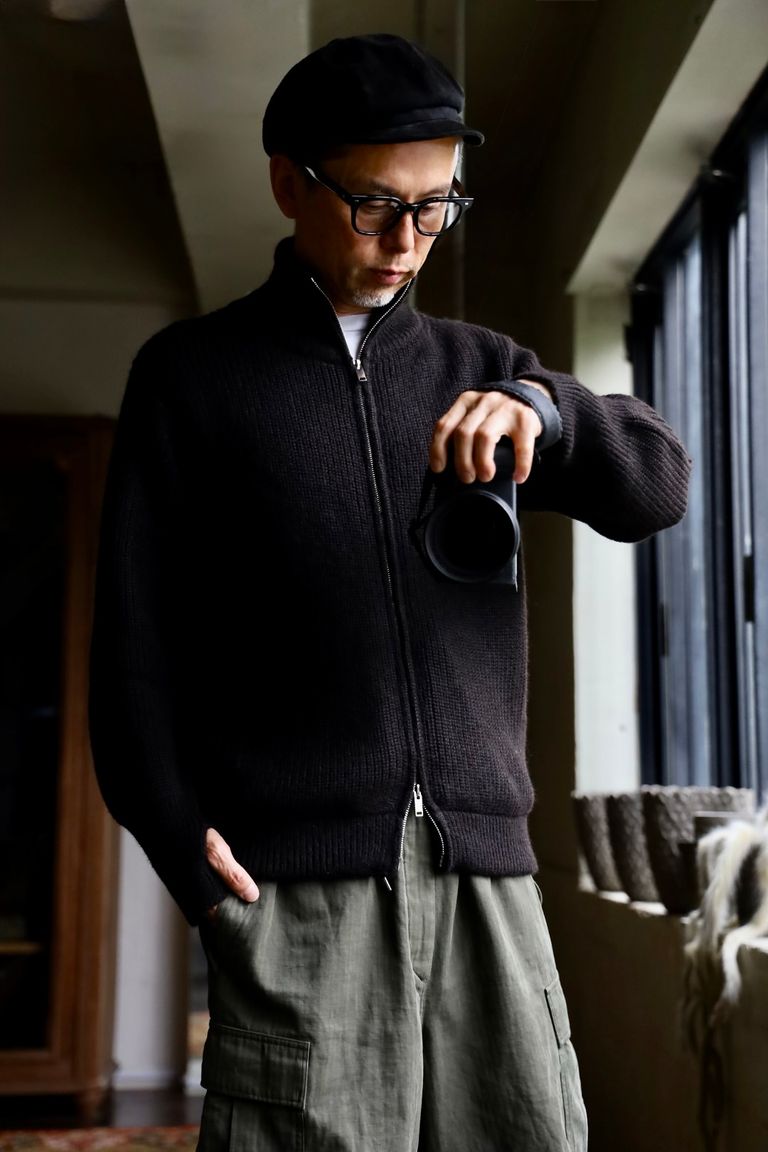 MARKAWARE 26AW DRIVERS KNIT"NATURAL BLACK"スタイル
