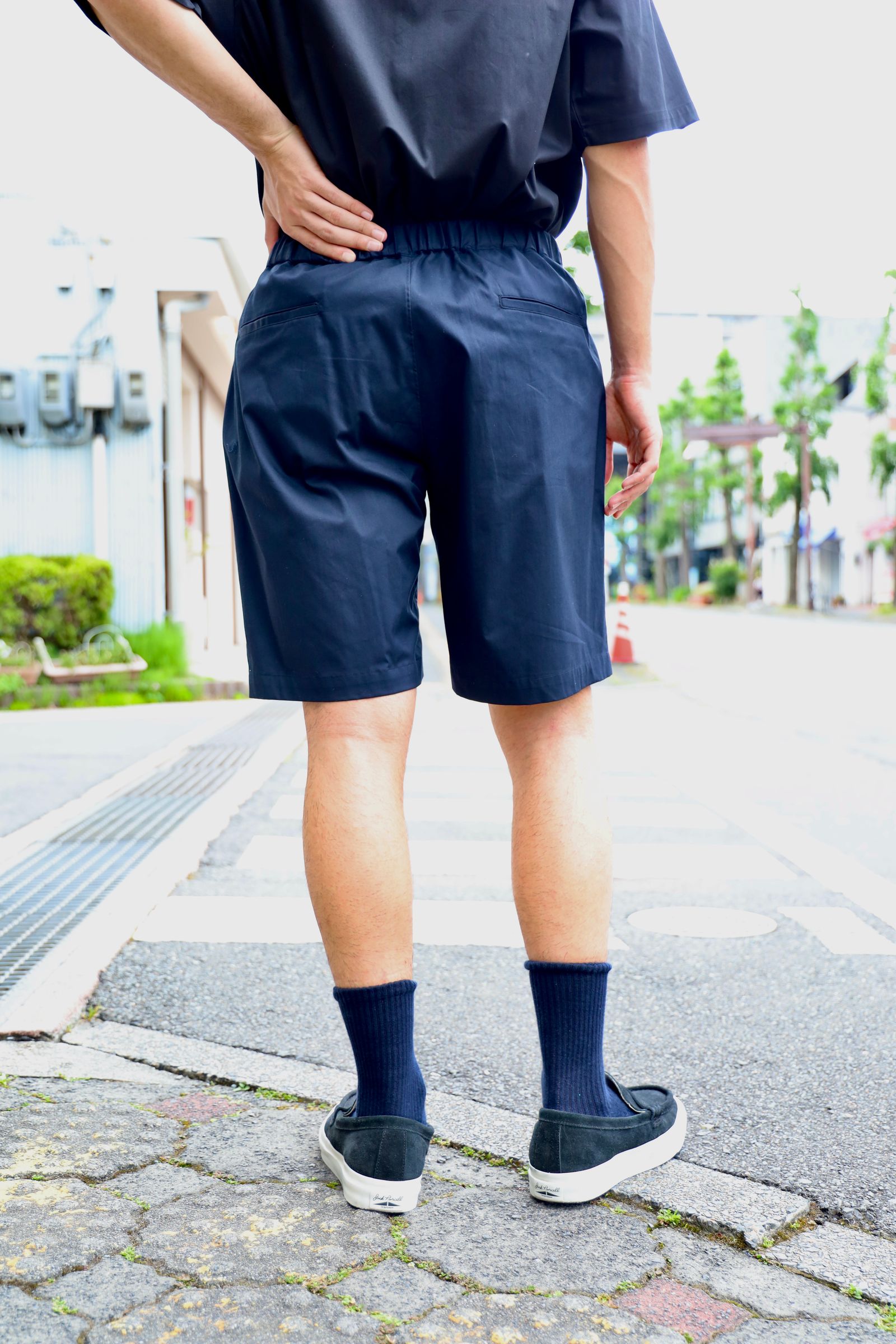 グラフペーパー Solotex Twill Wide Chef Shorts(GM252-40006B)NAVY