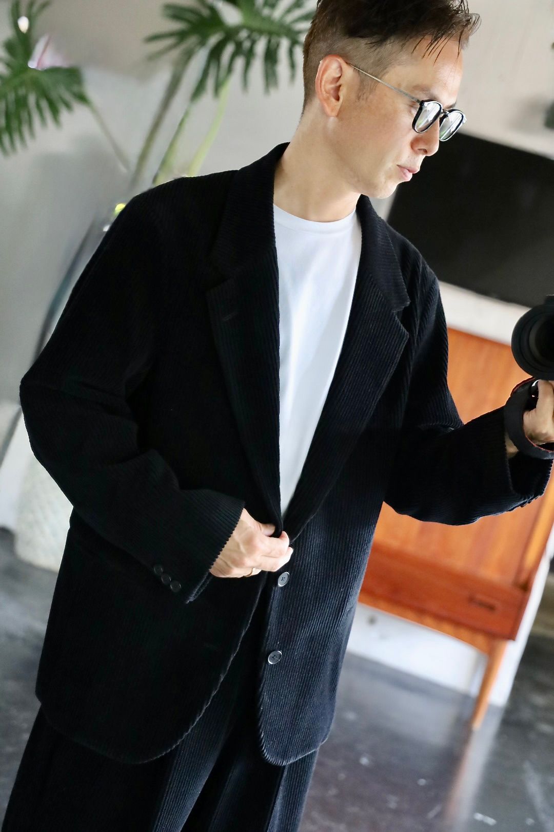A.PRESSE STYLE2 Wool Corduroy Jacket"BLACK"スタイル.2025.8.30.