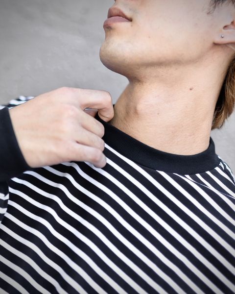 is-ness BALLOON STRIPES LONG SLEEVE T-SHIRT MARKスタイル
