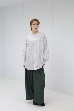Graphpaper SIDOGRAS Stripe L/S Oversized Band Collar Shirt STYLE 2025.10.24