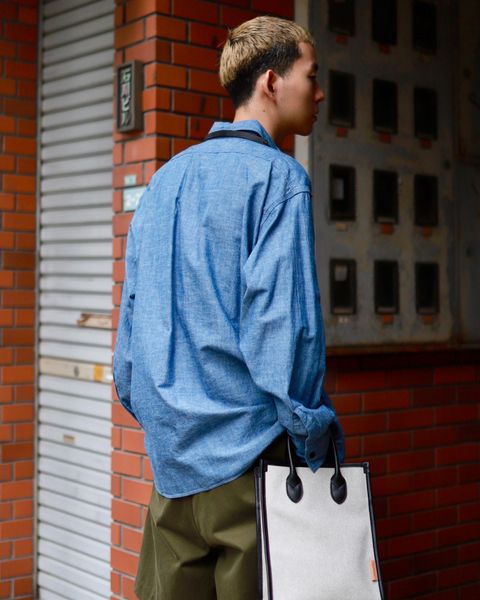 A.PRESSE アプレッセ 23AW style2 BB Washed Chambray Shirtスタイル