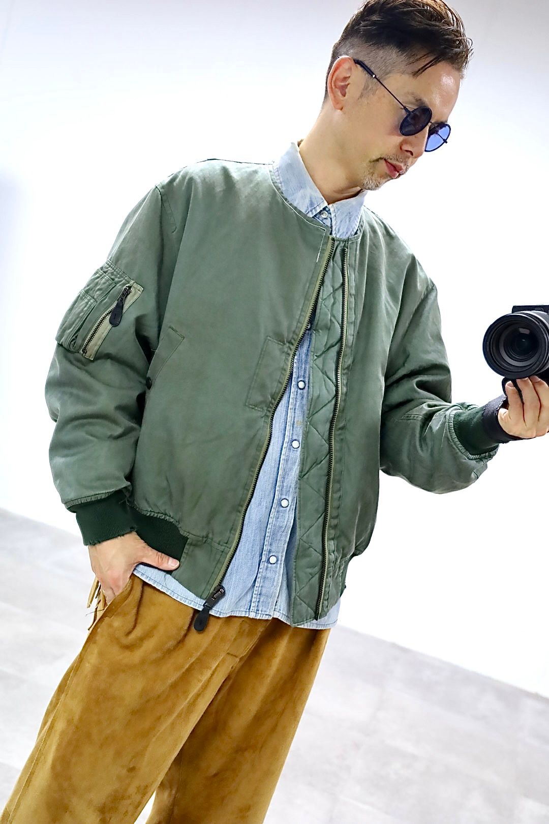 アプレッセ 2025 STYLE2 Vintage Silk Flight Custom Jacket(25AAP-01-28)SAGE☆10月25日(土)発売!
