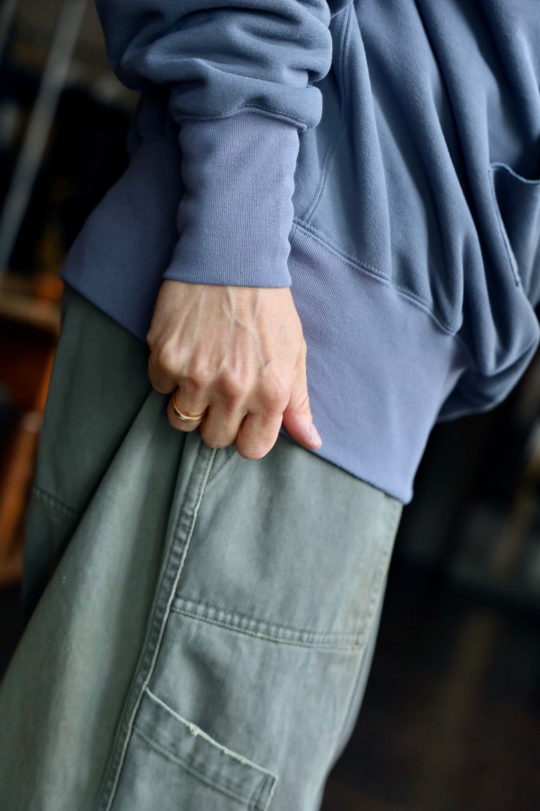 ファウンダ 25SS W FACE HOODIE(015FD251011)SMOKE BLUE