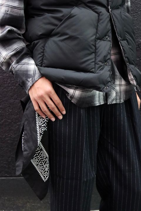 RAFU ラフ 23AW ダウンベスト RMFC DOWN VEST W/EMB'D BLACKスタイル