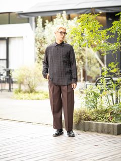 MARKAWARE DOUBLE PLEATED SEMI EASY TROUSERS MARKスタイル