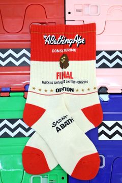 セントマイケル 26AW BAPE_SOCKS/FAINAL(SM-MK1-0000-C41)ECRU+RED