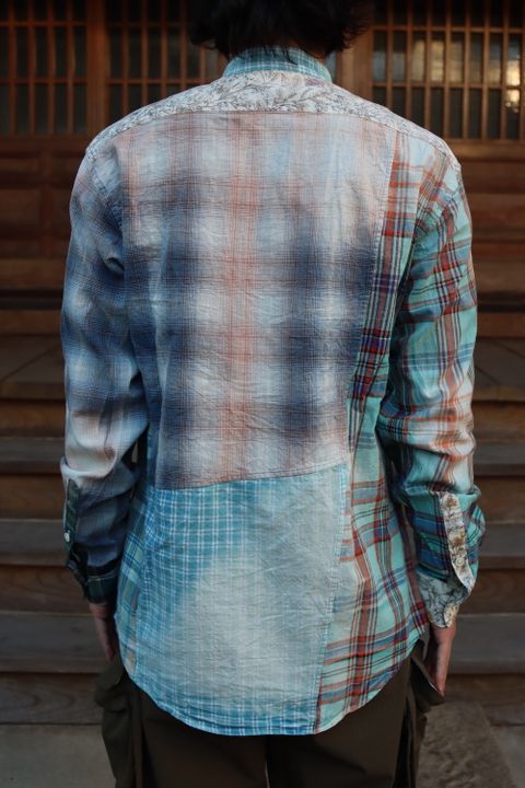 KHOKI Washi knit cardigan(22SS-K-03),Madras check shirt(22SS-B-03) style. 2022.02.21.