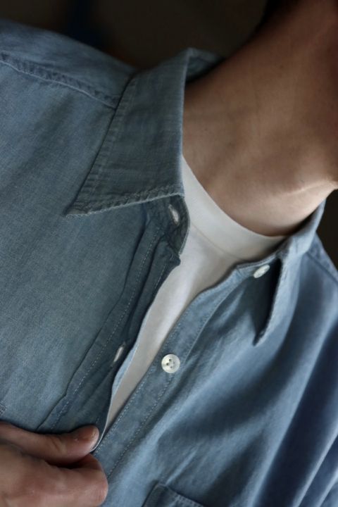 A.PRESSE 23SS Washed Chambray Shirtスタイル