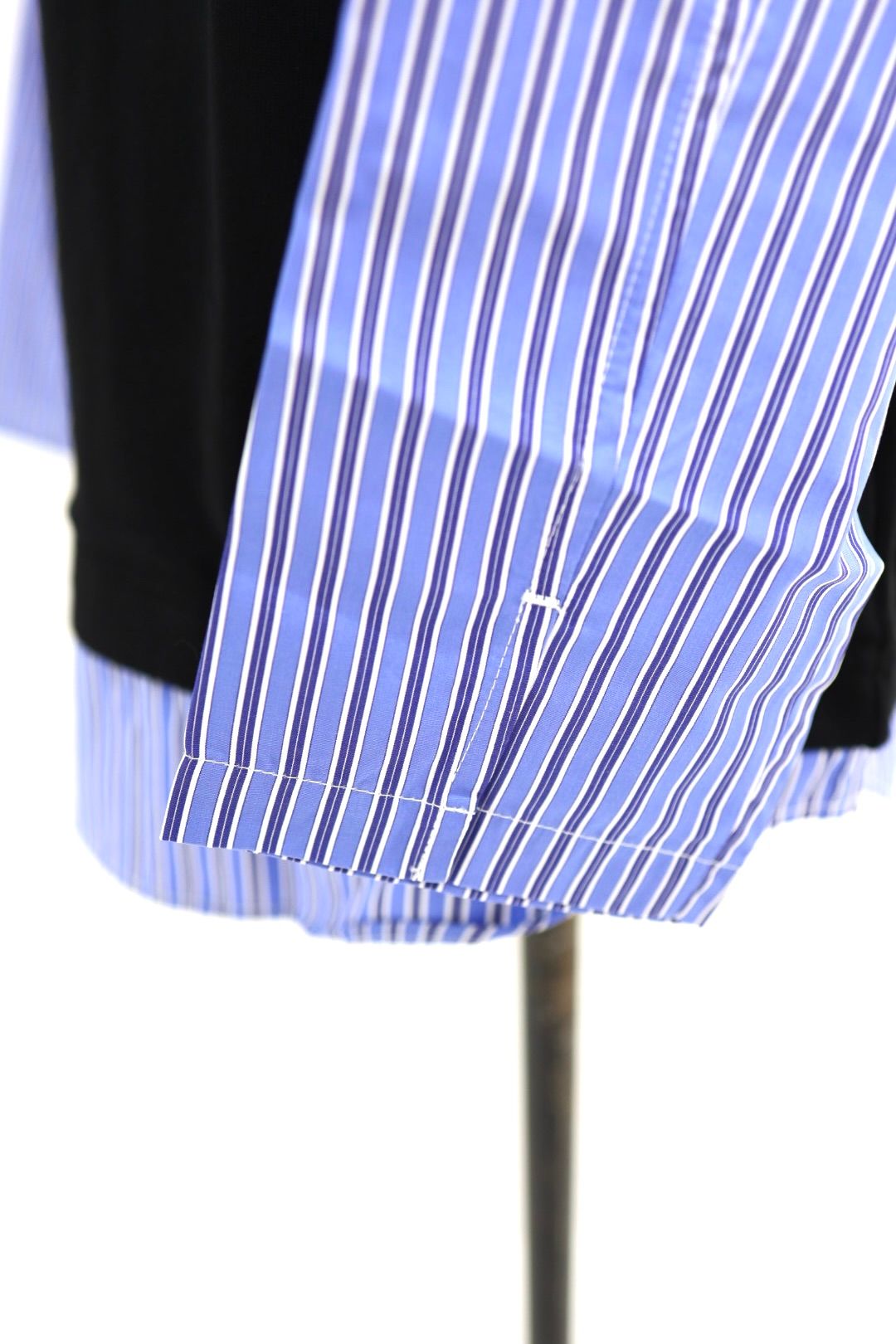 コムデギャルソンオム26SS 綿度詰天竺×綿ポプリンストライプTシャツ(HQ-T006-051)BLACK☆2月6日(金)発売