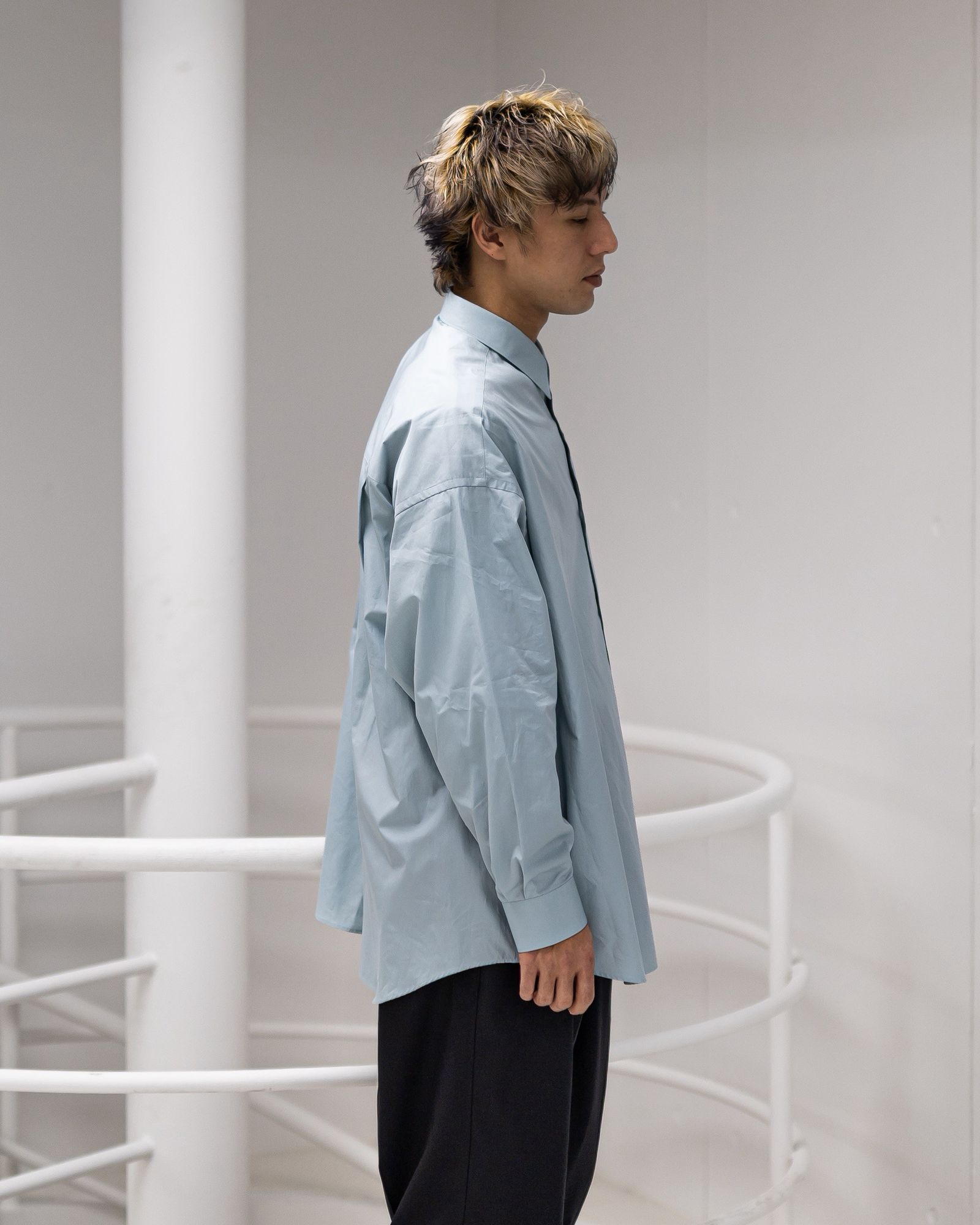 グラフペーパー 26SS ALUMO for GP L/S Oversized Regular Collar Shirt(GM261-50222) SMOKE BLUE☆1月31日(土)発売！