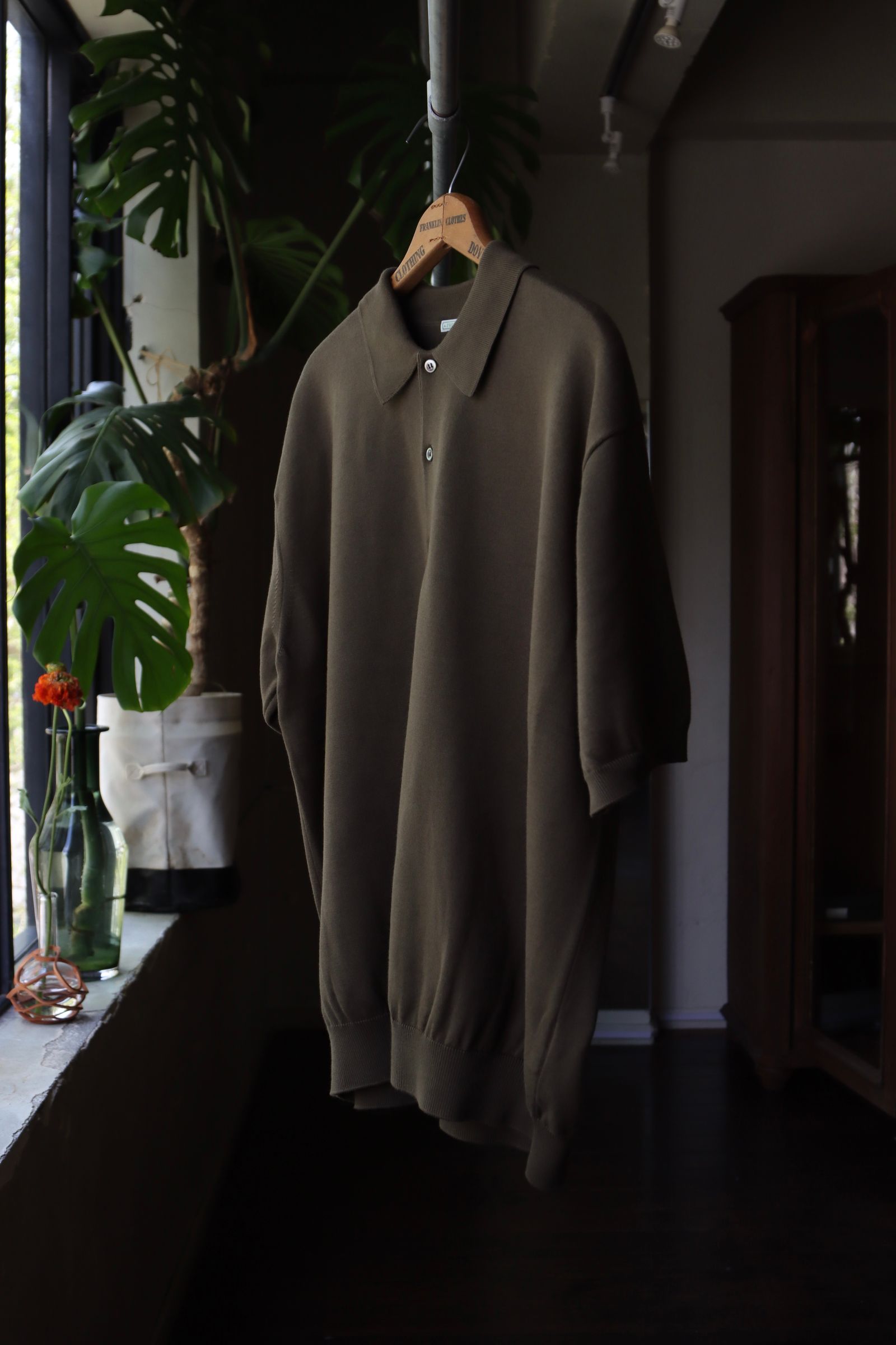アプレッセ24SS  Cotton Knit S/S Polo Shirts (24SAP-03-09K)OLIVE☆4月13日(土)発売！