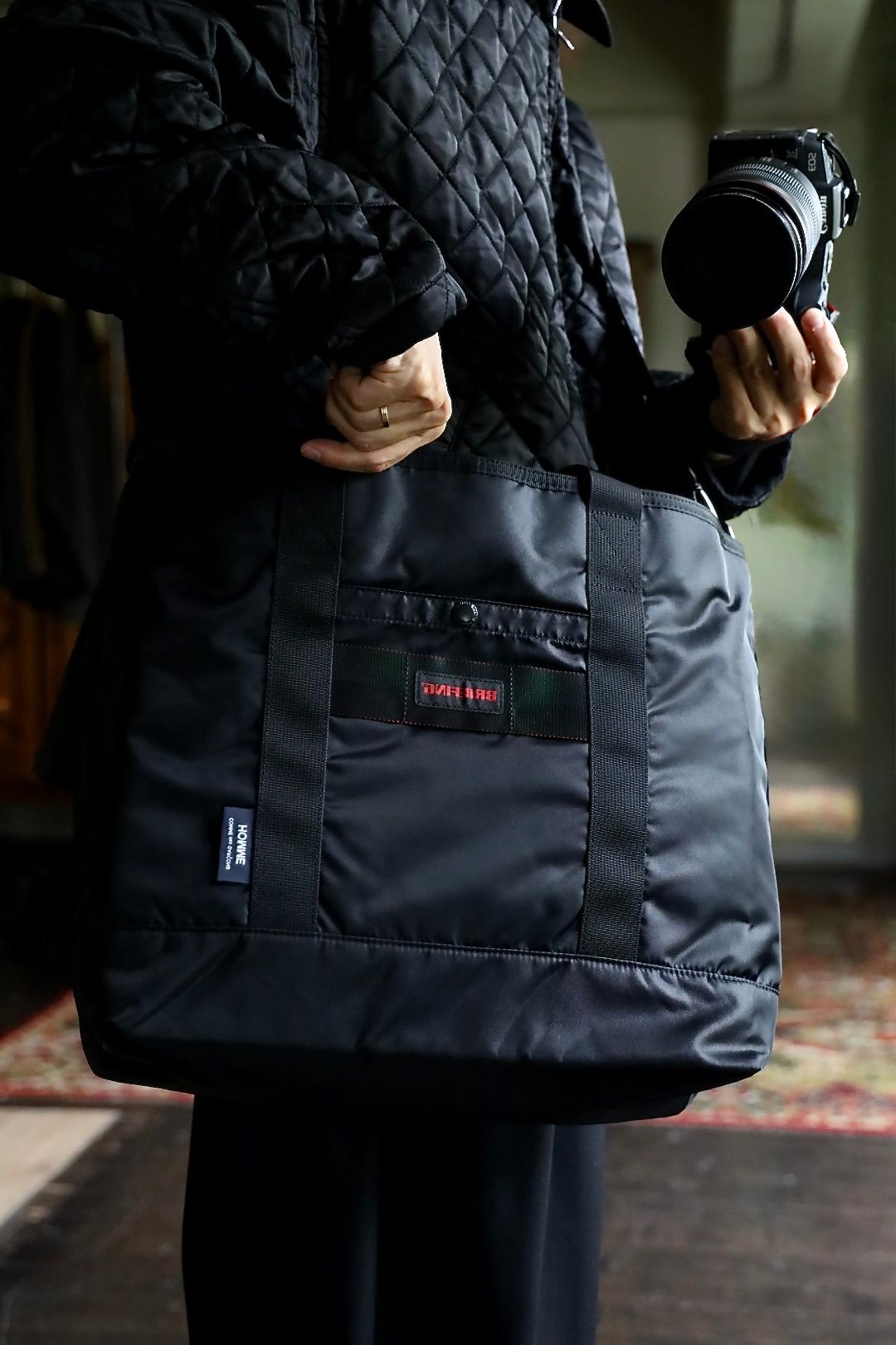 コムデギャルソンオム バッグ BRIEFING W-NAME REVERSIBLE BAG(HR-K208-051)BLACK×KHAKI