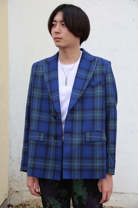 JieDa 2020aw 新作TARTAN CHECK JACKET "BLUE"style.2020.9.20