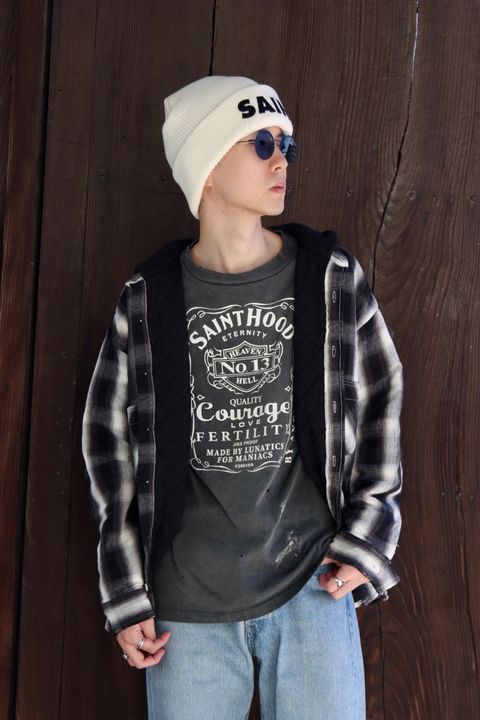 ©SAINT Mxxxxxx セントマイケル 23AW CHECK SHIRT PARKAスタイル