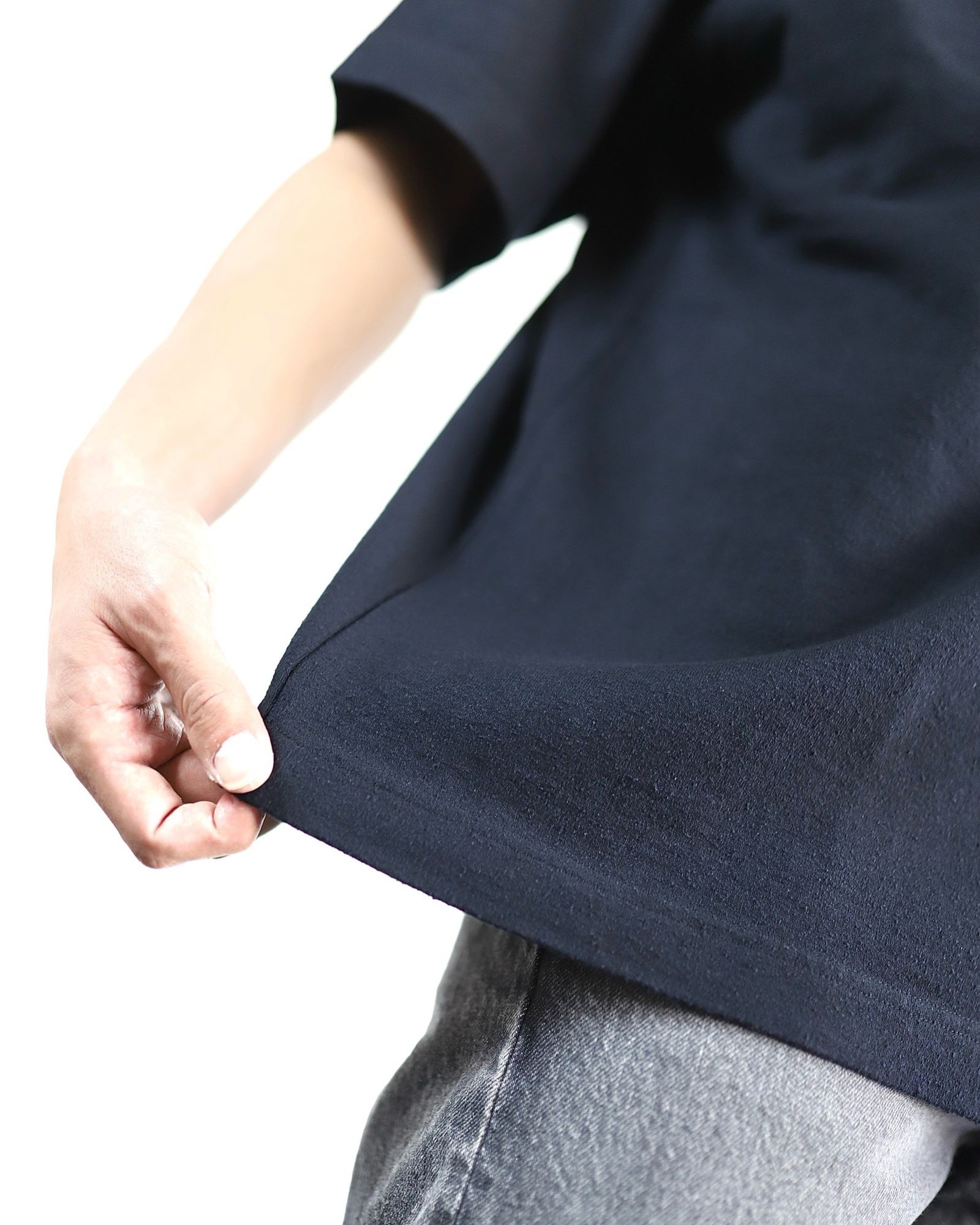 ブラームス24SS blurhms Co/Silk Nep Plain Tee(BlackNavy) style 2024.3.21 | 4444 |  mark