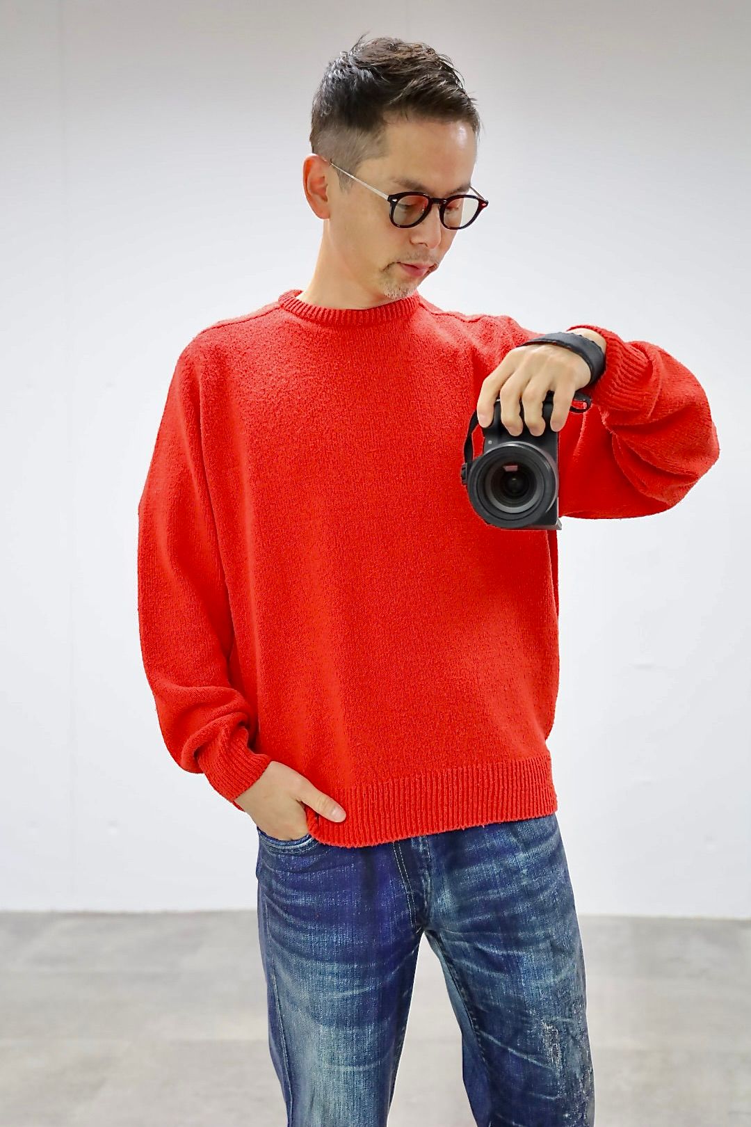 アプレッセ 2026 STYLE1 Washed Silk Nep Crew Neck Sweater(26SAP-03-07)RED☆1月10日(土)発売！