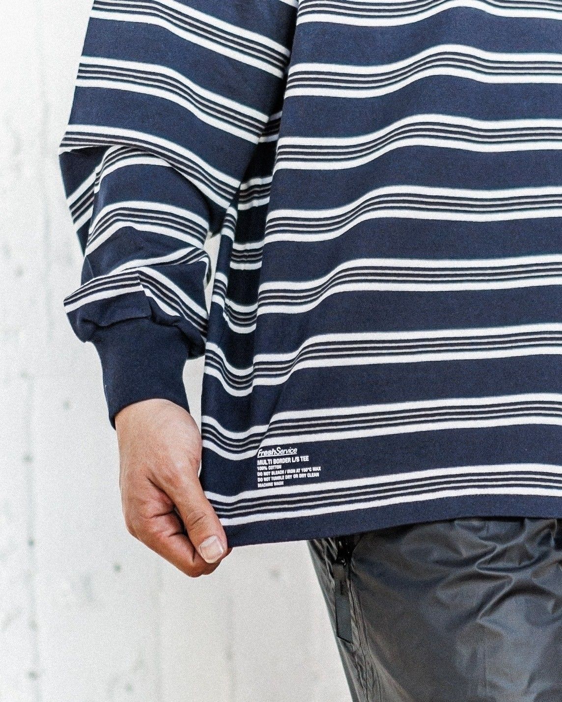 フレッシュサービス MULTI BORDER L/S TEE(FSC251-70120)NAVY
