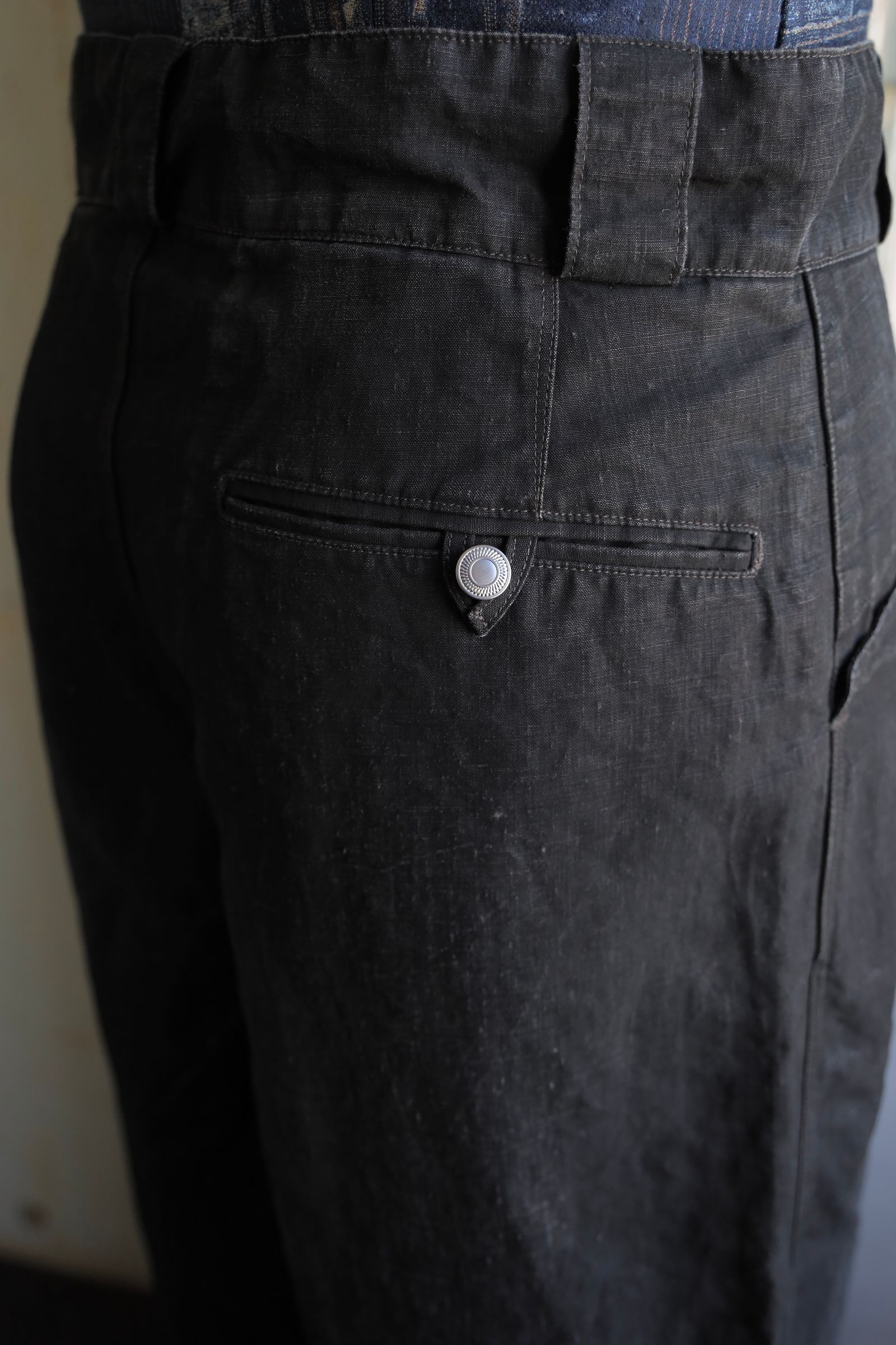 アプレッセ Vintage Black Linen Trousers (25SAP-04-19H) BLACK