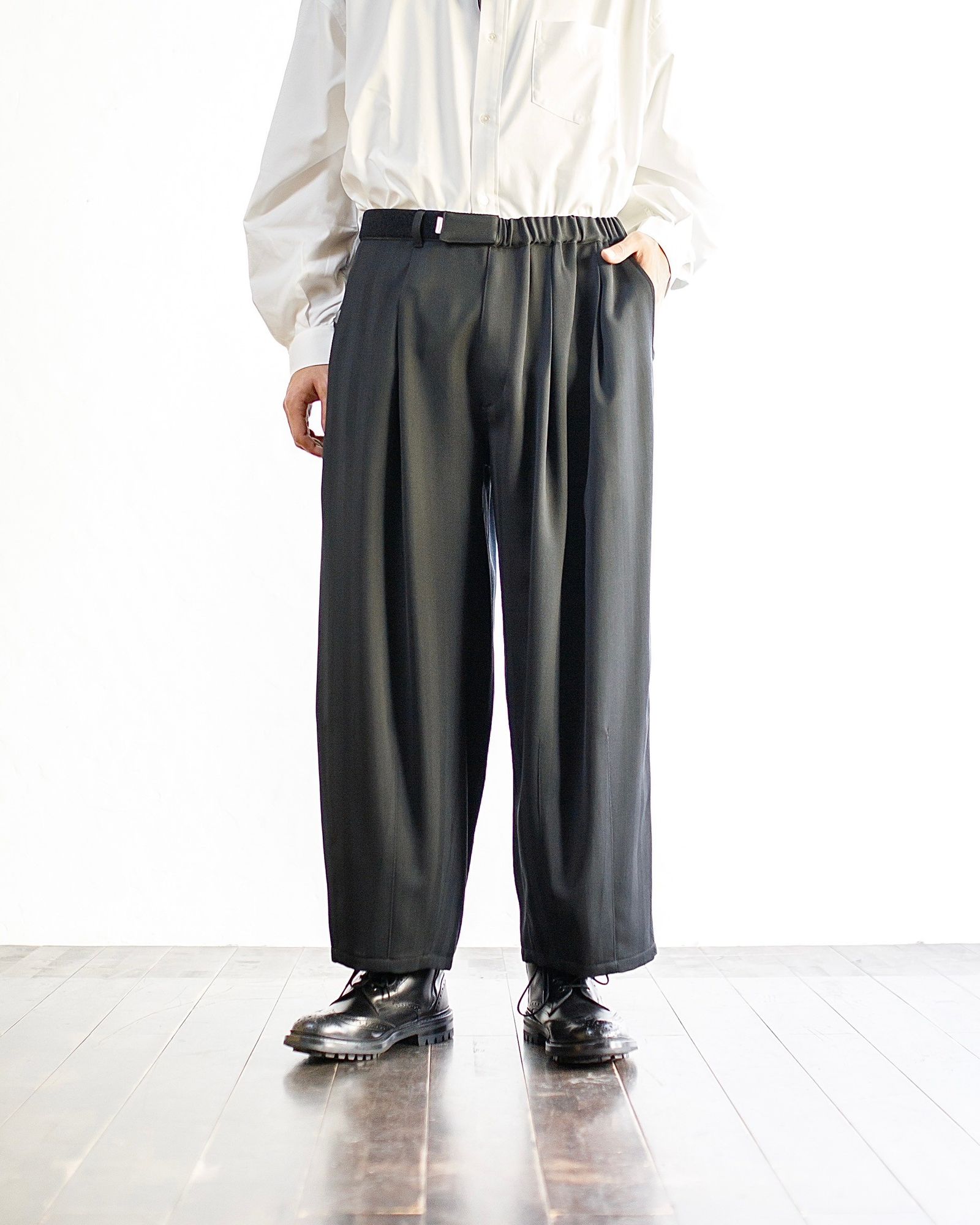 Graphpaper - グラフペーパー is-ness for GP Vintage Wool Balloon Chef pants  (GM244-40020)BLACK | mark