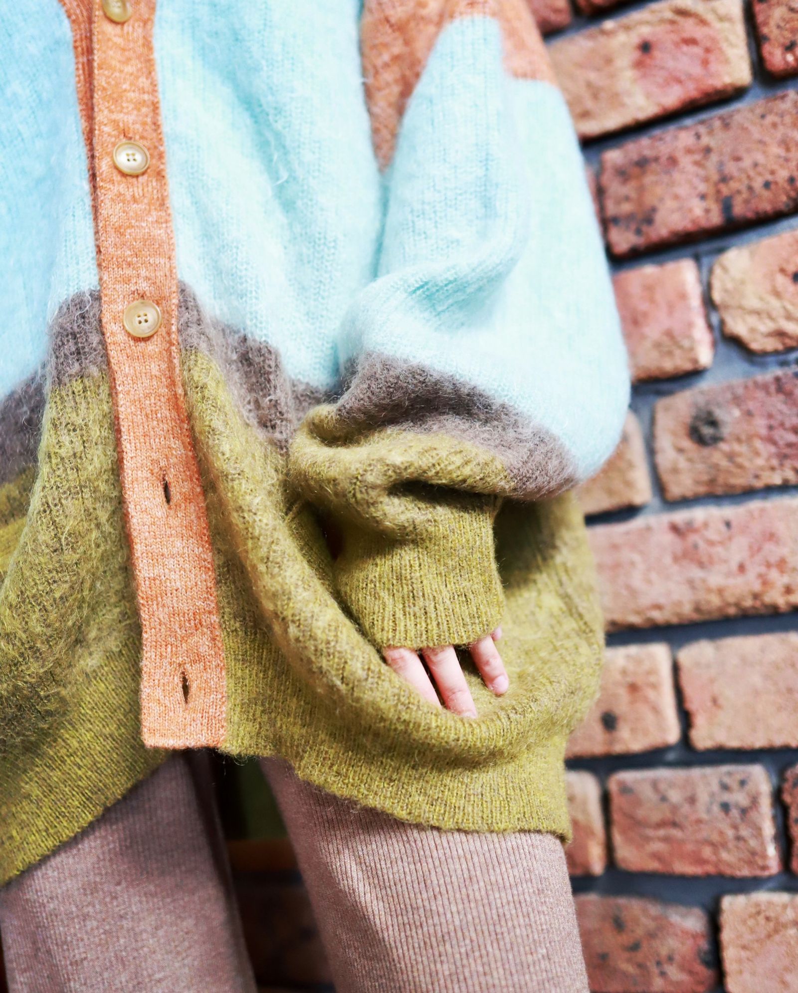 ヨーク23AW MOHAIR BORDER CARDIGAN(YK23FW0571S)PINK