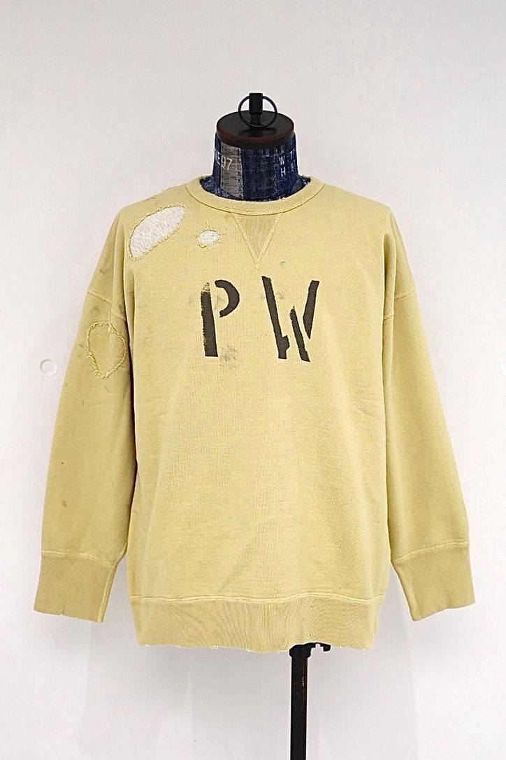 BOW WOW 26FW REPAIRED DOUBLE V SWEATSHIRT - PW(BWU-RDVSP)KHAKI YELLOW