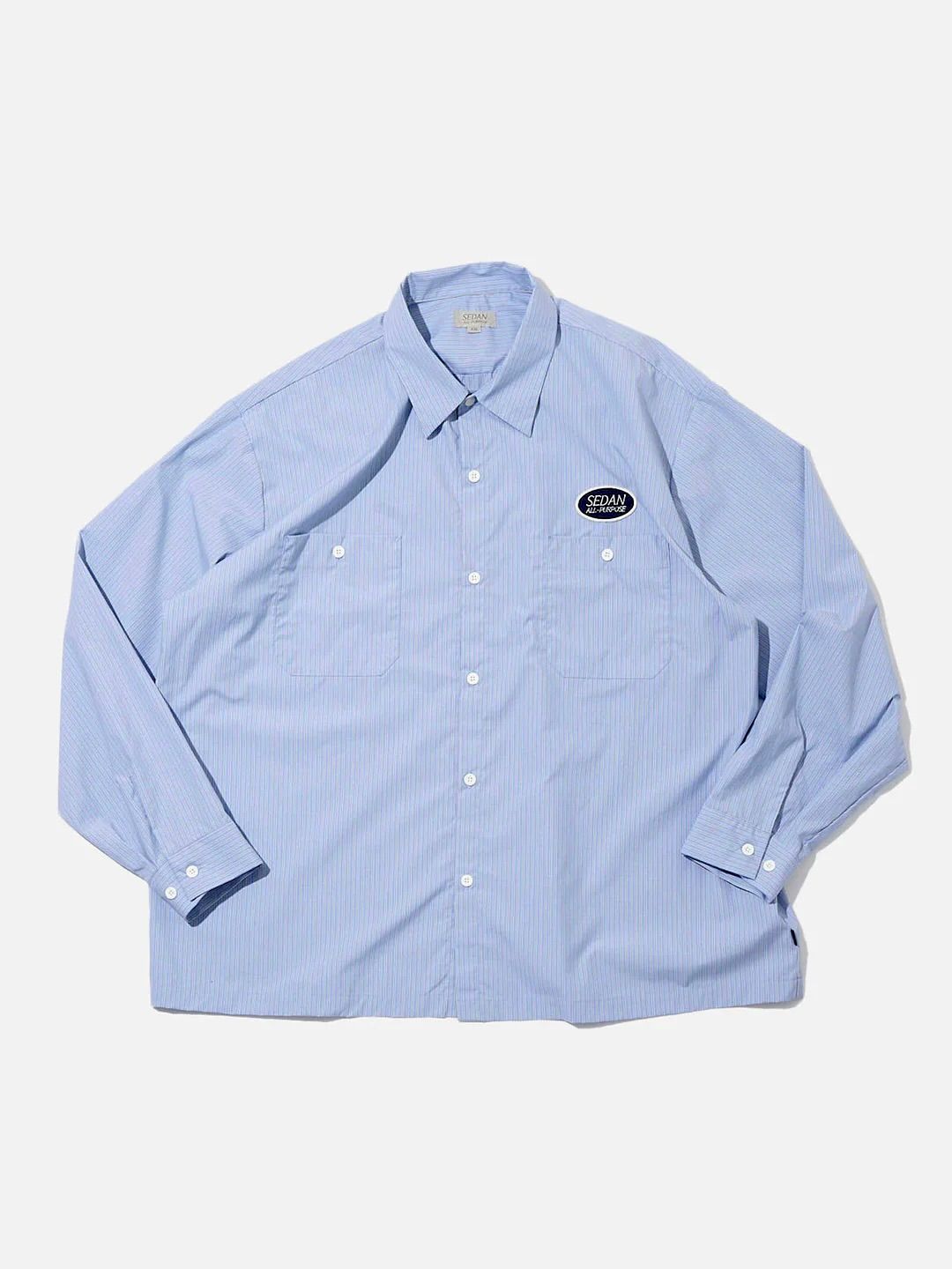 セダンオールパーパス23FW OVAL LOGO WORK SHIRT(SD23F-SH01)BLUE STRIPE
