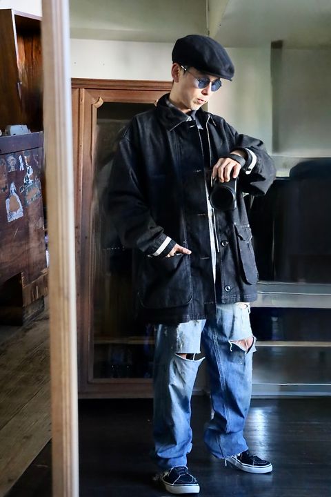 YOKE 25FW Denim Coverall Half Coatスタイル