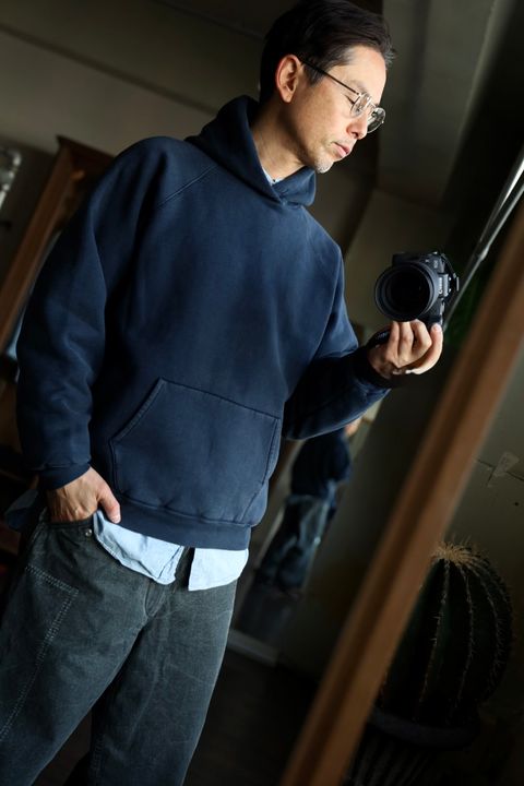 A.PRESSE Vintage Sweat Hoodie"NAVY"スタイル.2025.1.13.