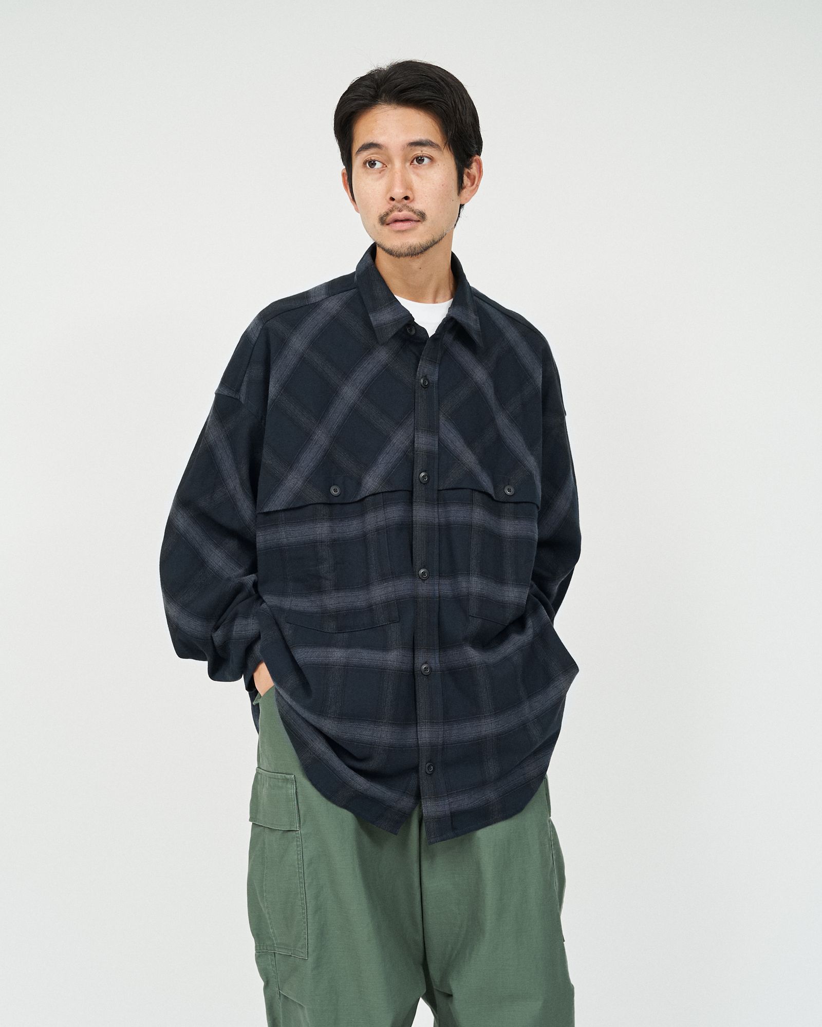 フレッシュサービス FLANNEL CHECK OVER YOKE SHIRT (FSC253-50129)BLACK★10月4日(土)発売！