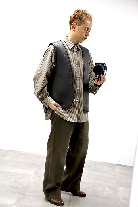 FreshService 26SS CHRAFTeX® L/S STRIPE SHIRT"BROWN STRIPE"スタイル