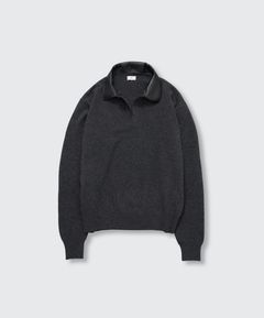 YOKE 26FW Leather-Trimmed Skipper Sweater(YK26FW01380S)Charcoal★9月19日(土)発売！