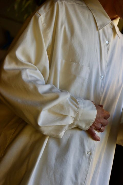 Graphpaper Cotton Cashmere L/S Oversized Regular Collar Shirt "IVORY"スタイル