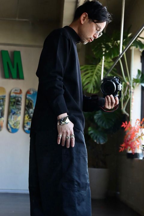 Graphpaper Suvin Herringbone Cargo Pants"BLACK"スタイル